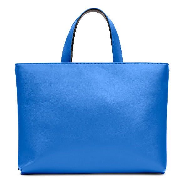Reversible Calfskin Leather Cobalt Blue & Black 'Madison' Tote with Double Studded Square Wings