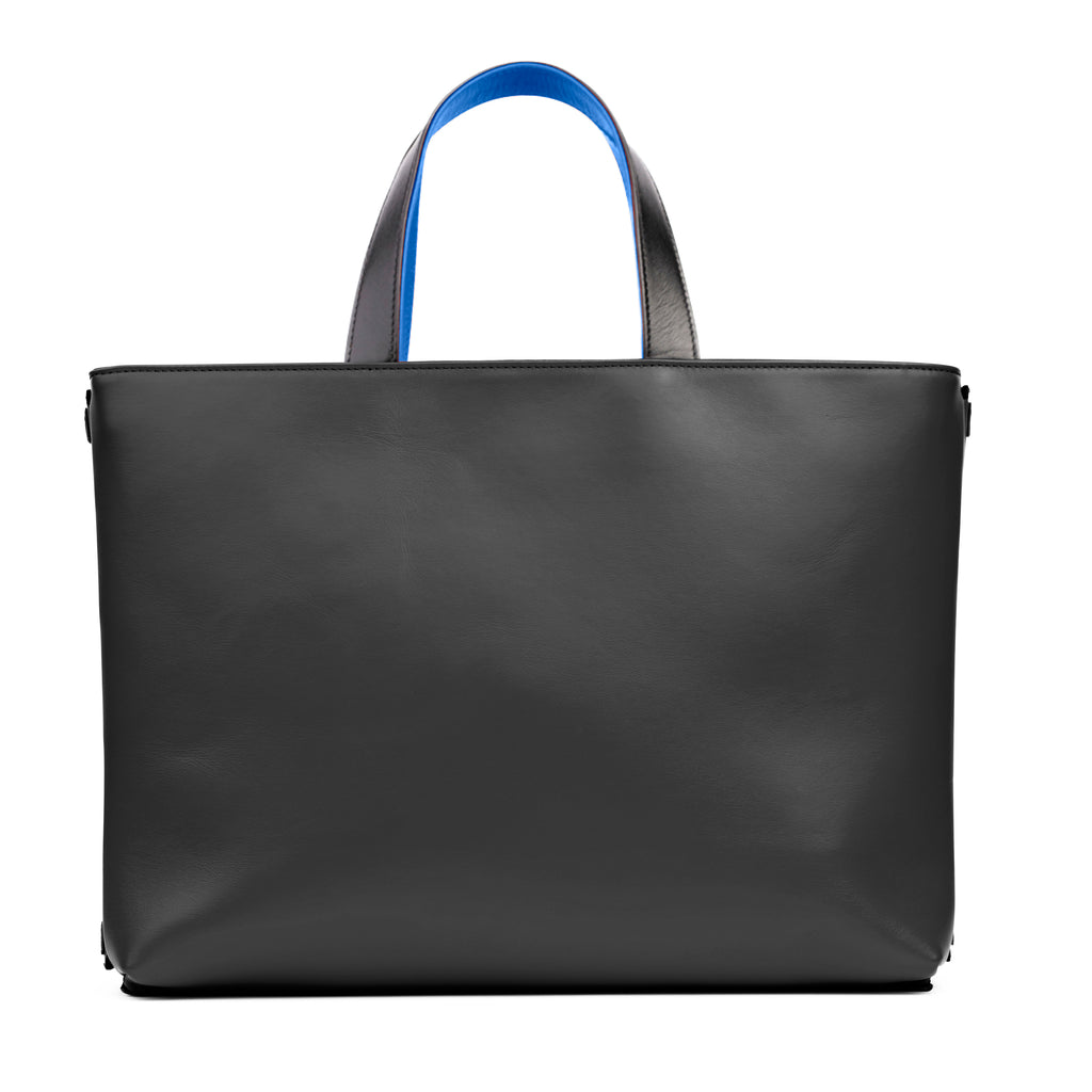 Reversible Black & Cobalt Blue 'YaYa' Tote with Curved Wings