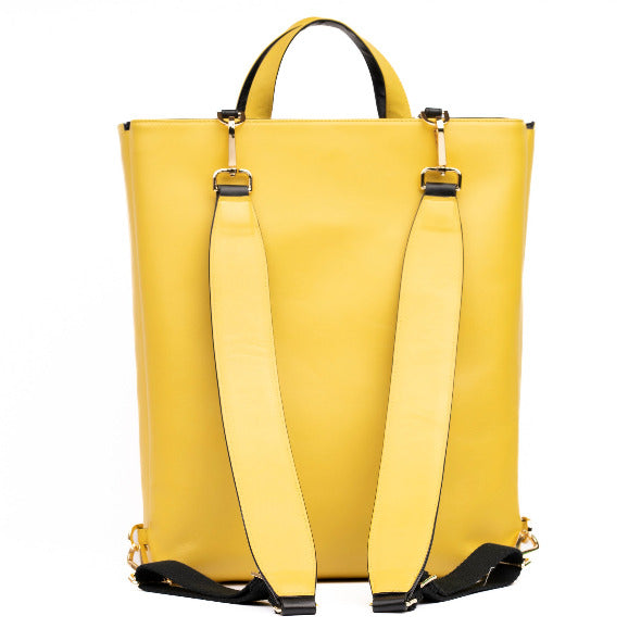 PRE-SALE ONLY Reversible Calfskin Leather Canary Yellow & Black Kelsie "Unisex" Backpack Large