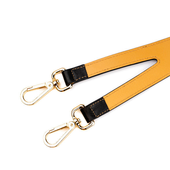 Reversible Tuscany Yellow & Black Calfskin Leather 'YaYa' Crossbody Bag with Curved Flaps