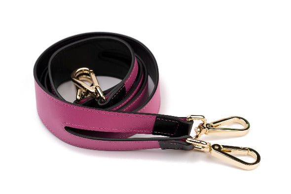 Reversible Calfskin Leather Black & Magenta 'Madison' Crossbody with Double Studded Square Wings