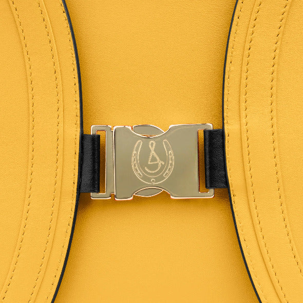 Reversible Tuscany Yellow & Black Calfskin Leather 'YaYa' Crossbody Bag with Curved Flaps