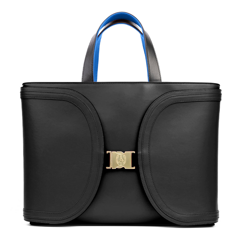 Reversible Black & Cobalt Blue 'YaYa' Tote with Curved Wings